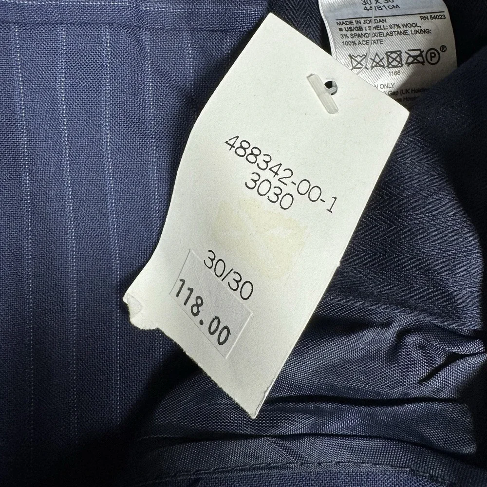 New Banana Republic Navy Pinstripe Standard Fit Performance Wool Pants 30x30